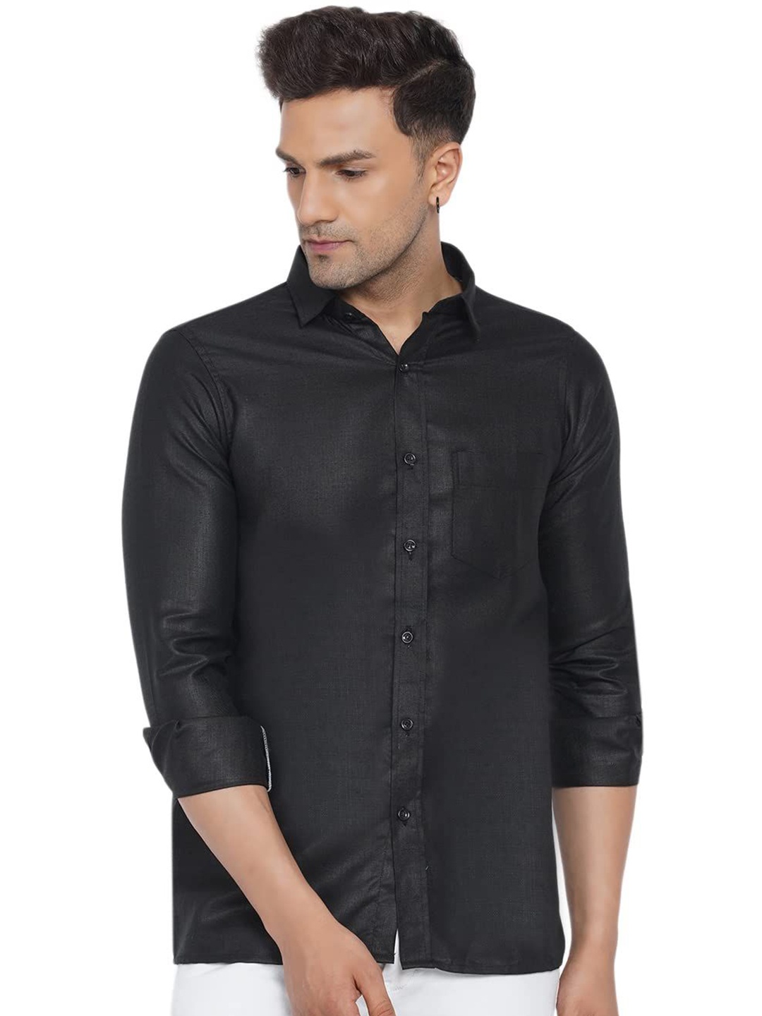 

VEERA PARIDHAAN Men Opaque Printed Casual Shirt, Black