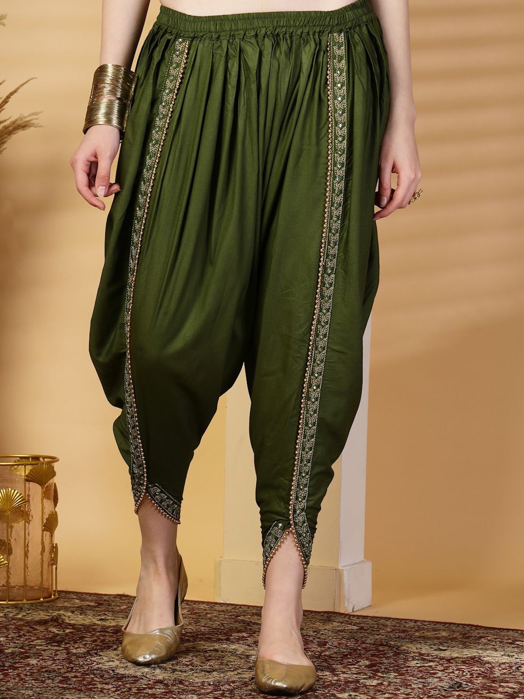 

Clora Creation Embellished Dhoti Pants, Olive