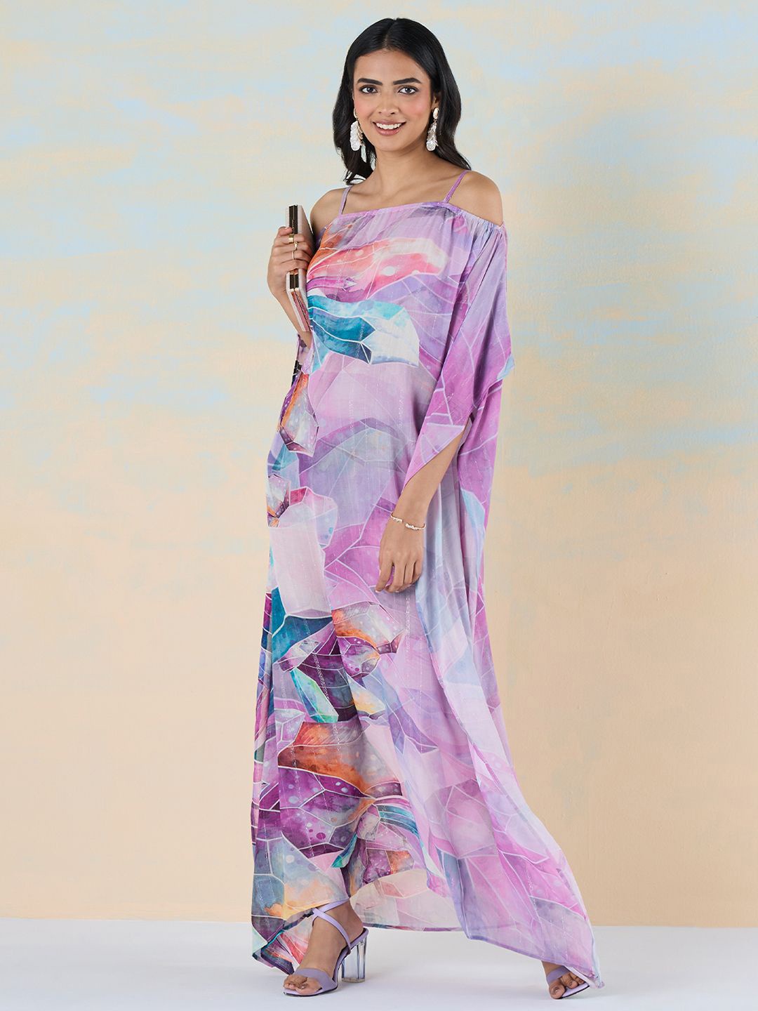 

navyasa by liva Floral Print Liva Kaftan Top, Purple
