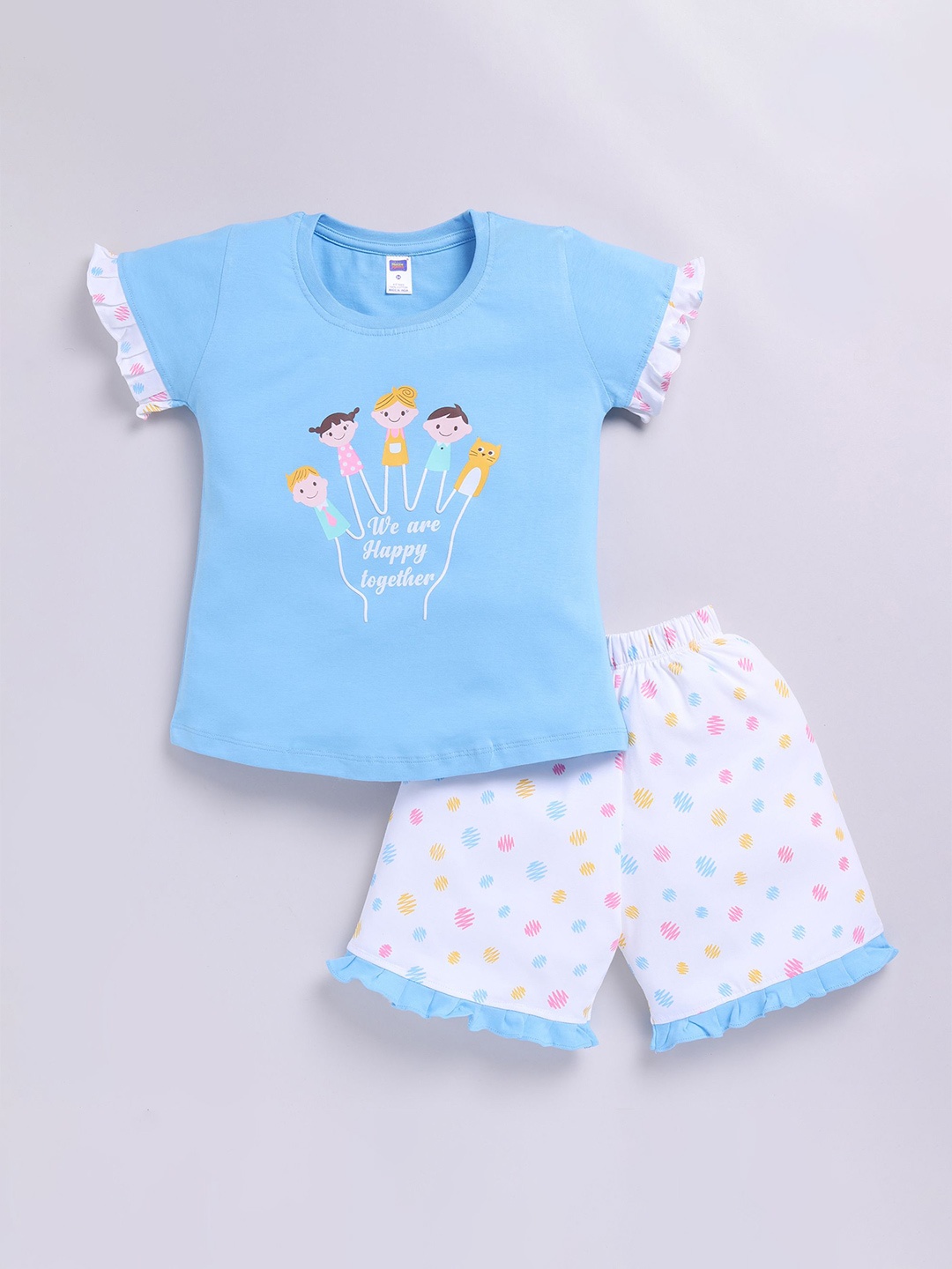 

Nottie Planet Girls Printed T-shirt with Shorts, Blue