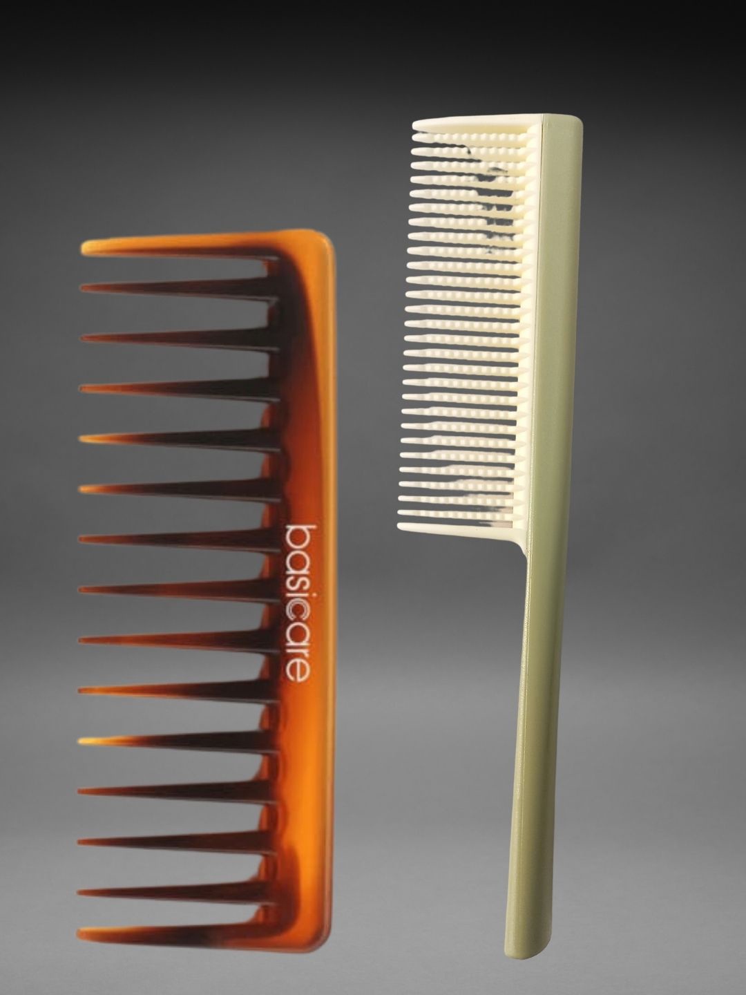 

basicare Set Of 2 Wide Teeth Detailing Hair Combs - Brown & White