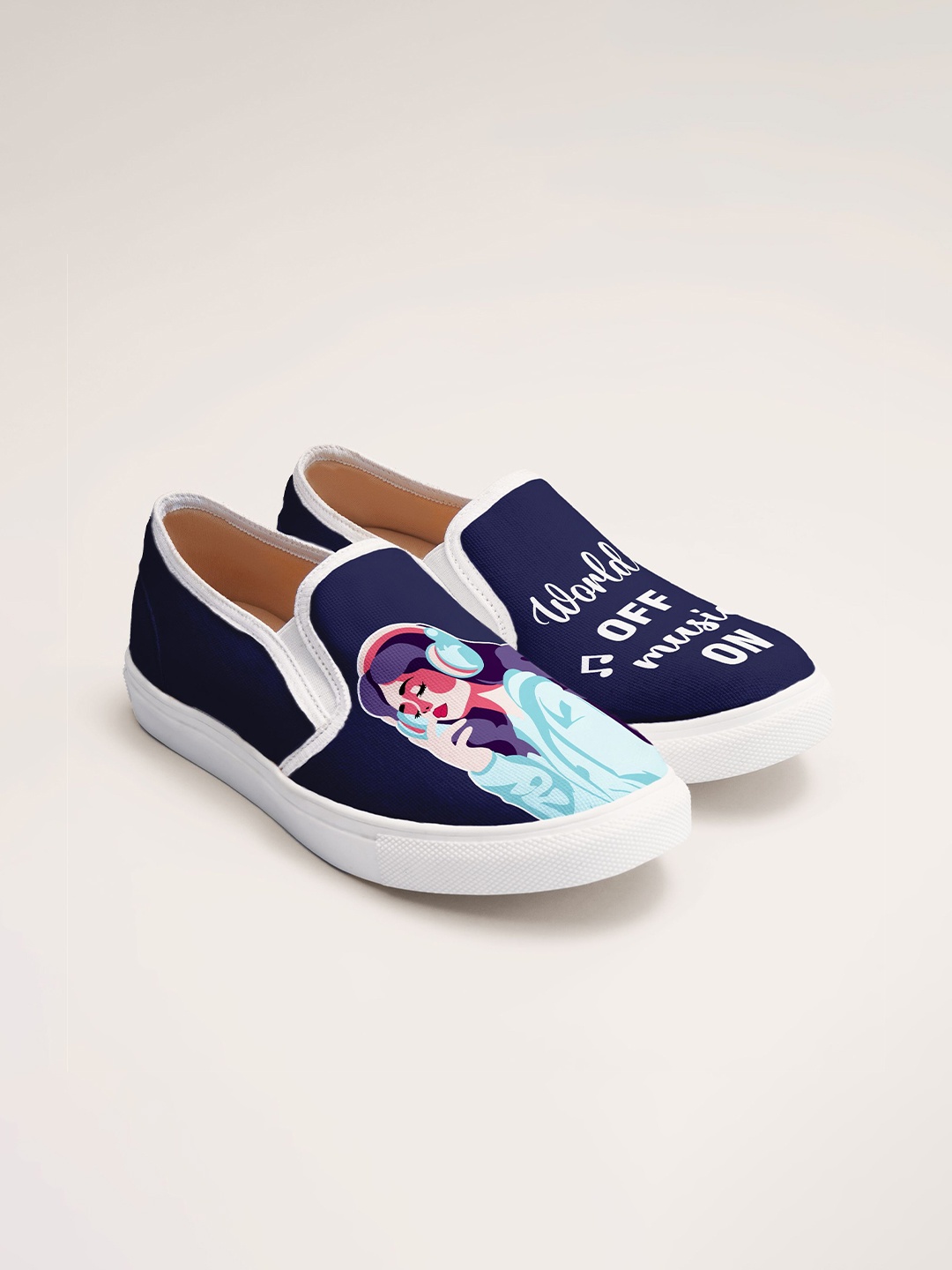 

THE QUIRKY NAARI Women Printed Slip-On Sneakers, Navy blue