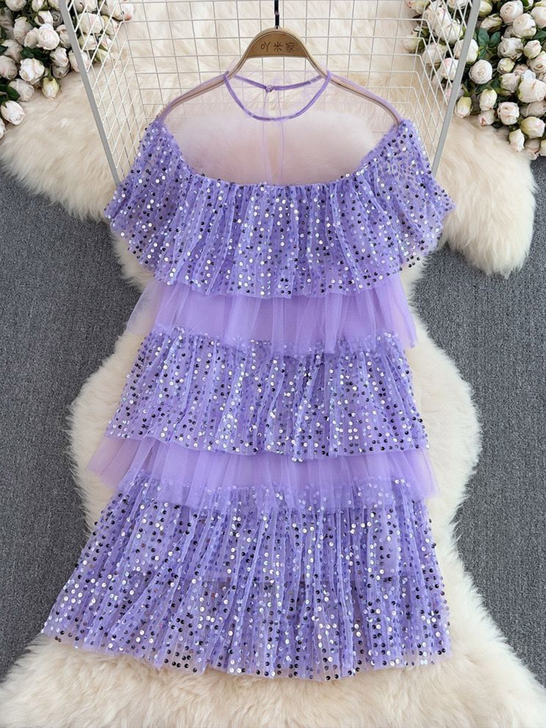 

MADE FOR HER LABEL Print Peplum Dress, Purple