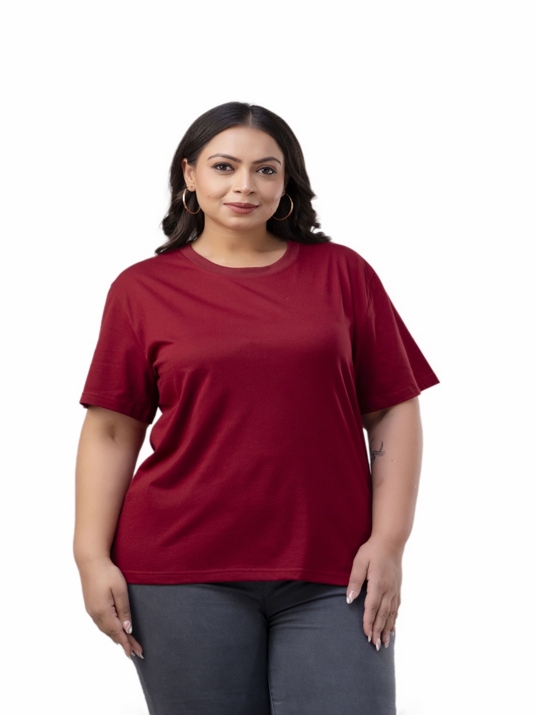 

Fashion Zest Women V-Neck Pockets T-shirt, Maroon