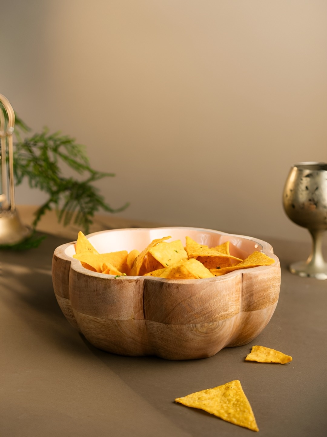 

The Pitara Project Peach-Coloured 2024 1 Pieces Wood Serving Bowl