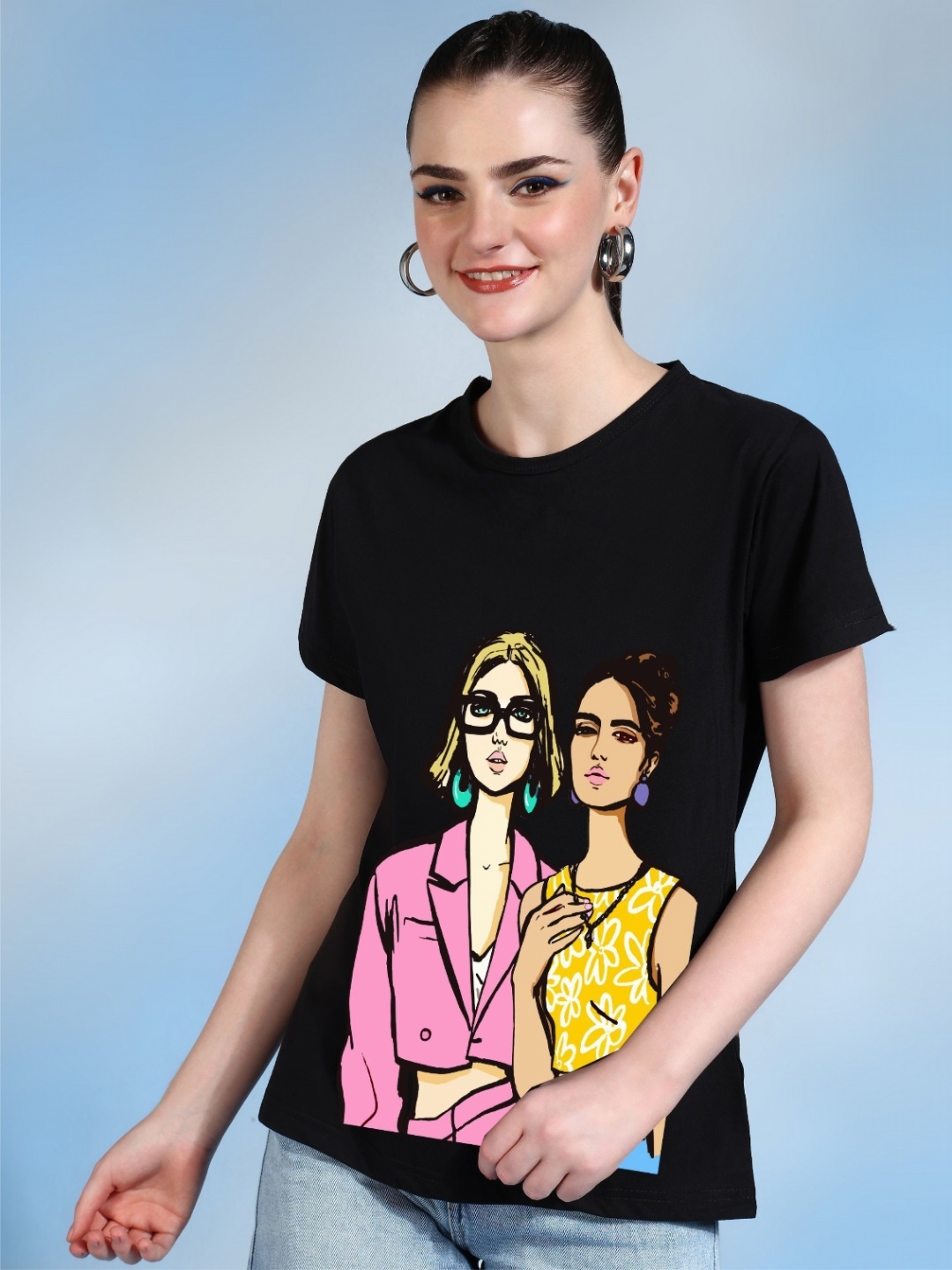 

Moda Rapido Women Printed Bio Finish T-shirt, Black