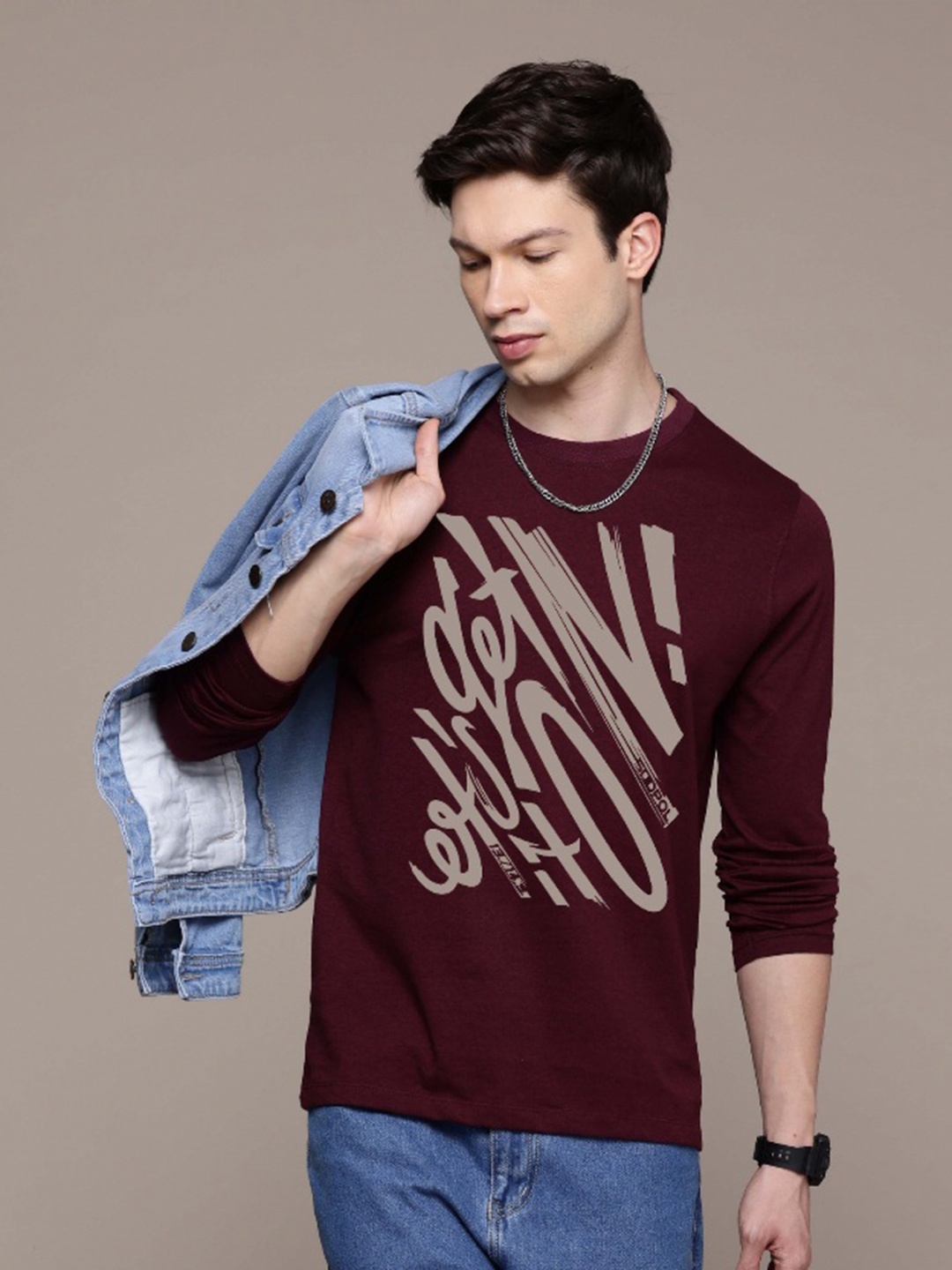 

Moda Rapido Men Printed T-shirt, Burgundy