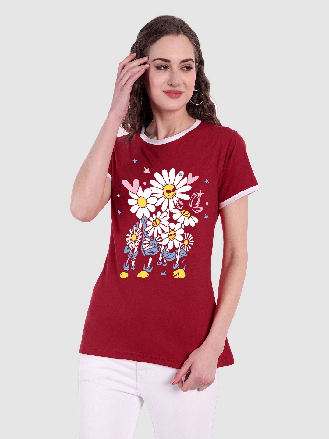 

Moda Rapido Women Printed Bio Finish T-shirt, Red