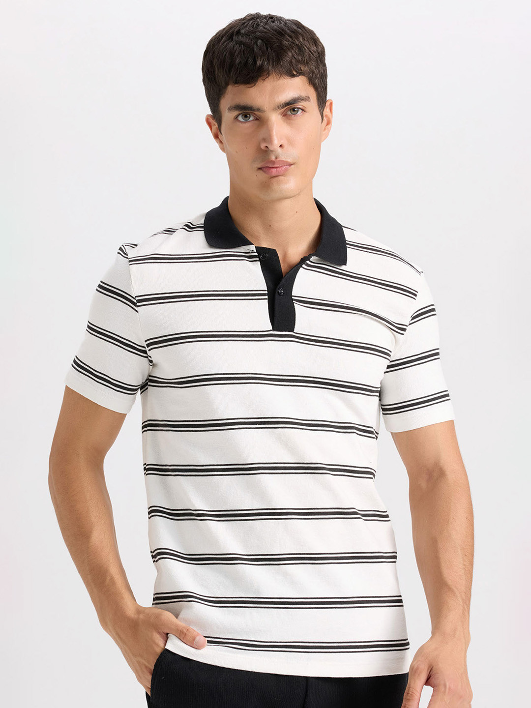 

DeFacto Men Striped Polo Collar Pockets T-shirt, Na