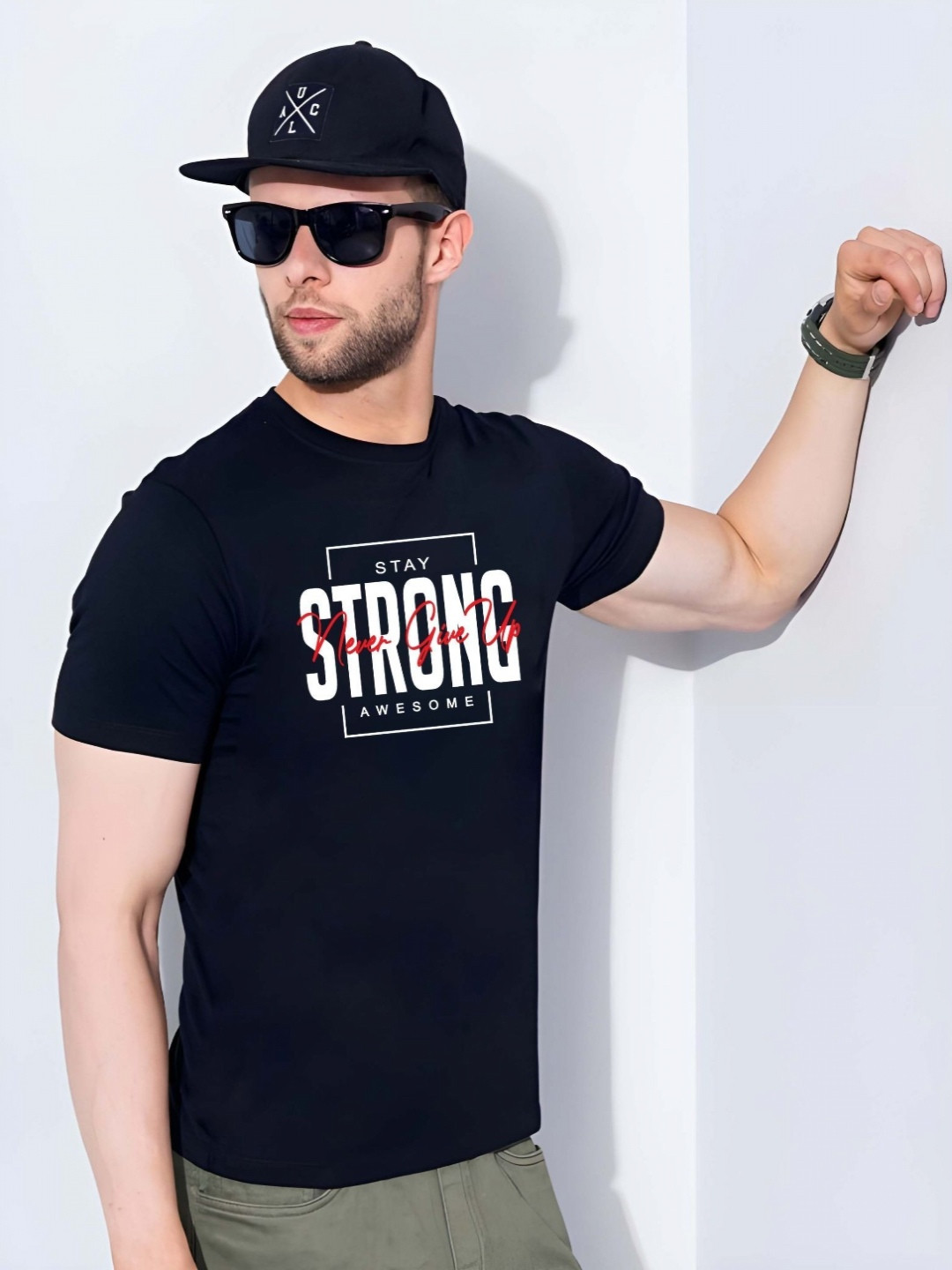 

THE BEETEL HOUSE Men Drop-Shoulder Sleeves T-shirt, Black