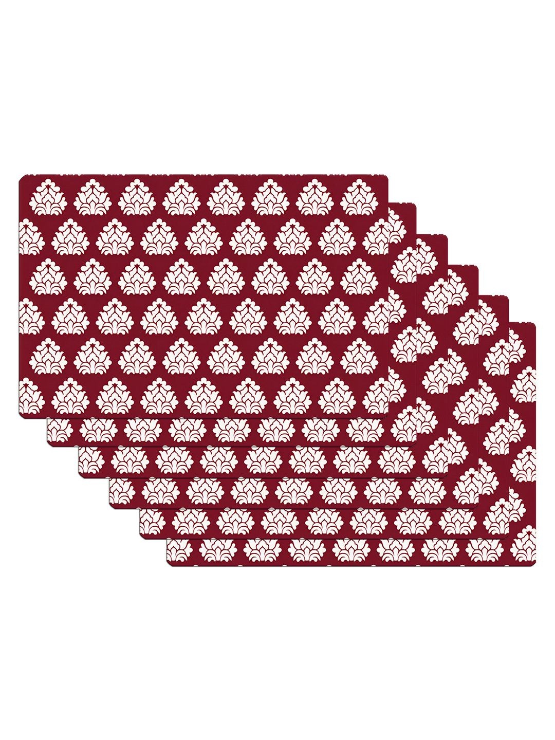 

Kuber Industries Kuber Industries 6-Pcs White & Maroon Printed Fridge Mat