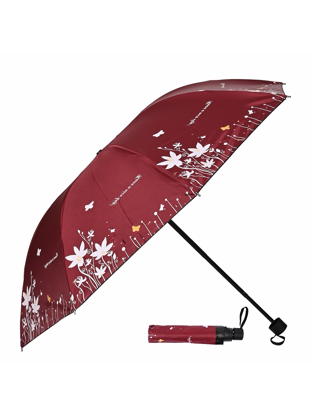 

LOOM LEGACY Manual 3 Fold Self Design Umbrellas, Maroon