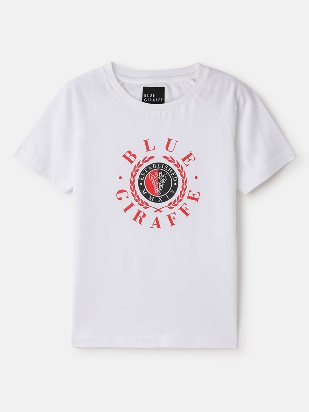 

Blue Giraffe Boys Typography Printed Pure Cotton T-shirt, White