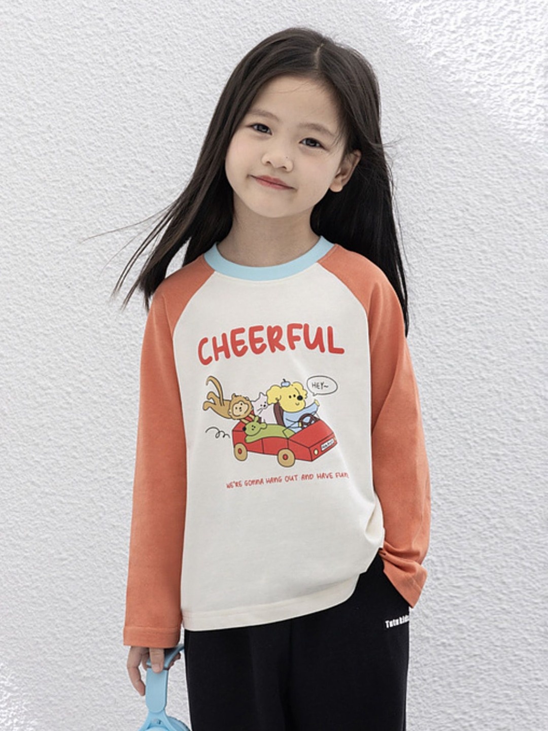

LULU & SKY Girls Biker Printed Applique T-shirt, Orange