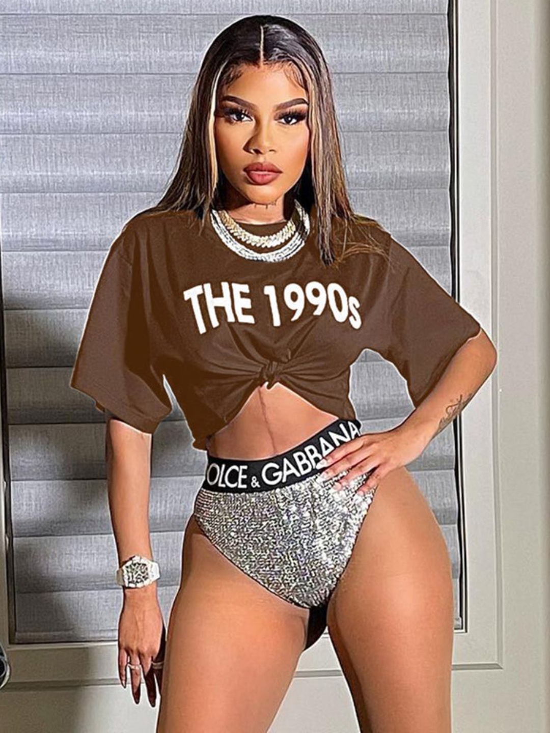 

StyleCast Women Typography Printed Round Neck T-shirt, Brown