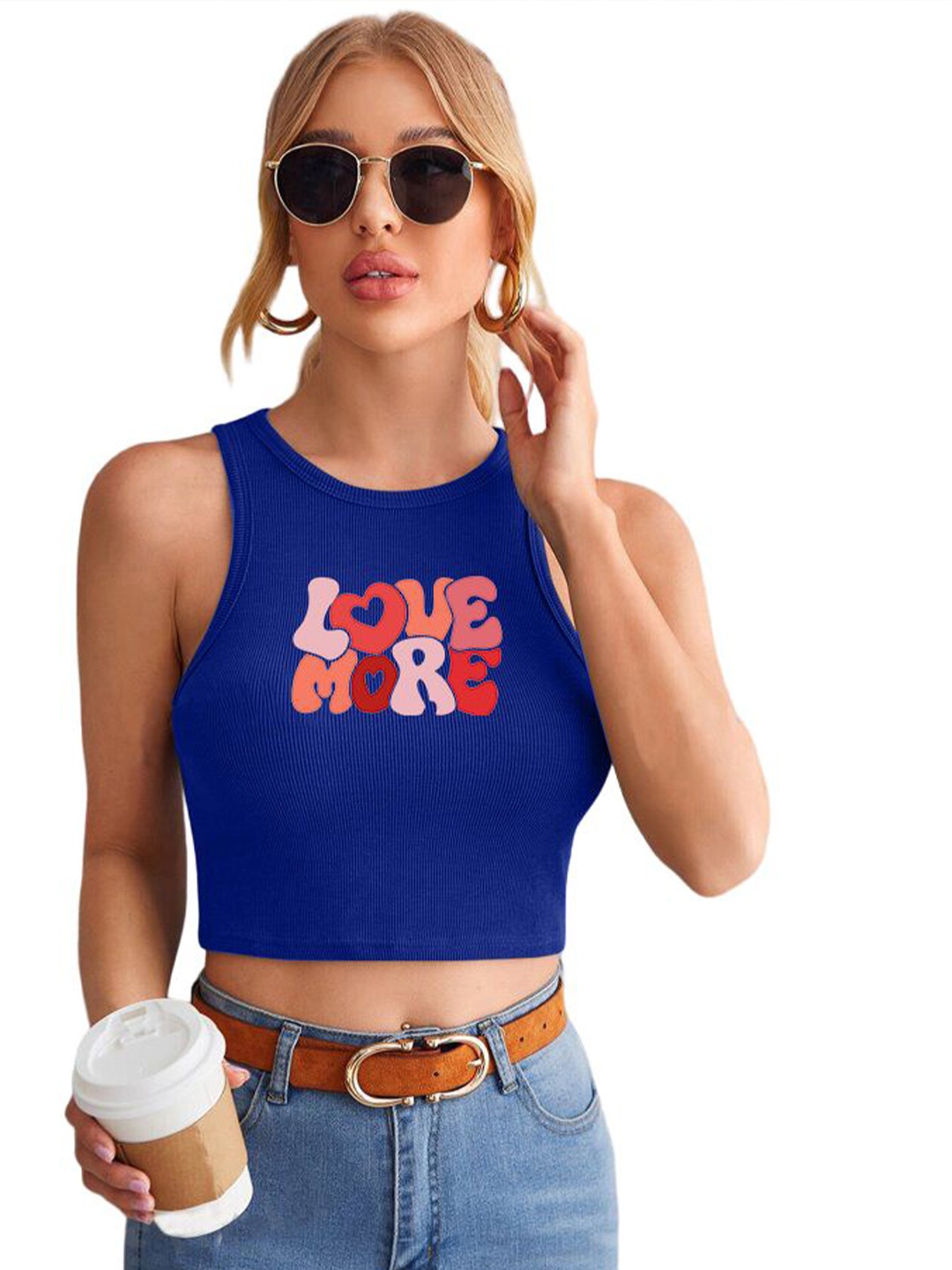 

TABADTOD Print Crop Top, Blue