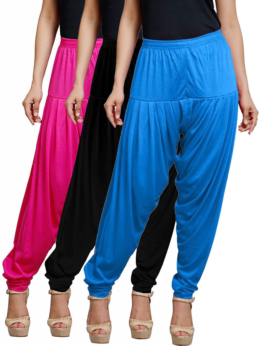 

AFRA GARMENTS Women Pack Of 3 Mid-Rise Loose-Fit Cotton Patiala, Pink