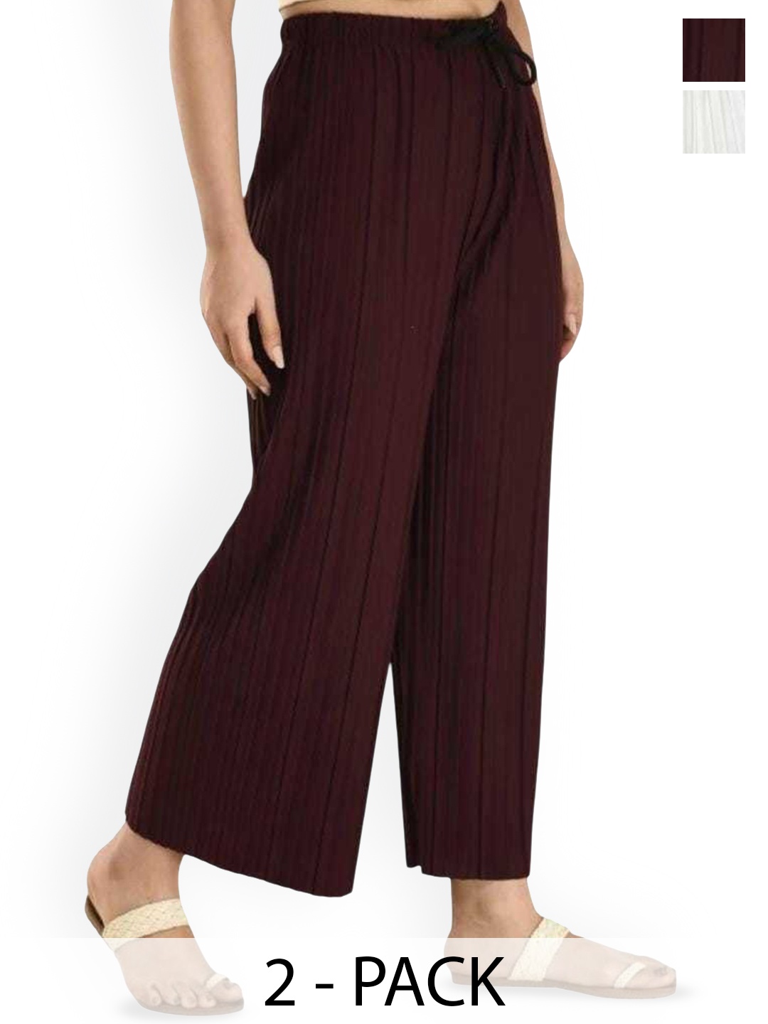 

Purser Women Pack of 2 Mid-Rise Parallel Trousers, Maroon