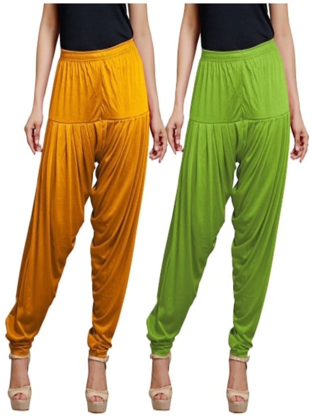 

AFRA GARMENTS Pack Of 2 Mid-Rise Patiala, Green
