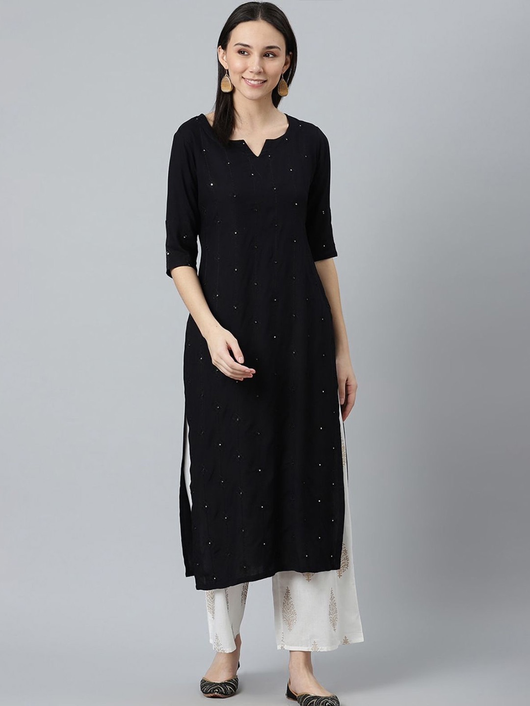 

KALINI Bandhani Printed Kurta, Black