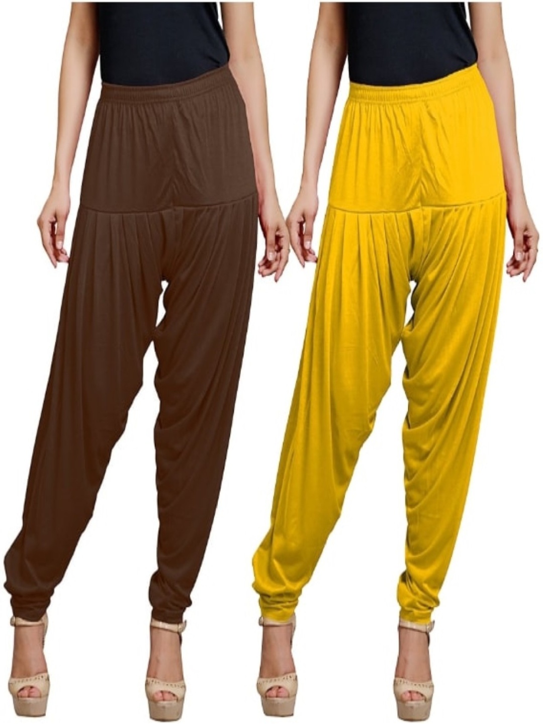 

AFRA GARMENTS Women Pack Of 2 Mid-Rise Loose-Fit Patiala, Yellow