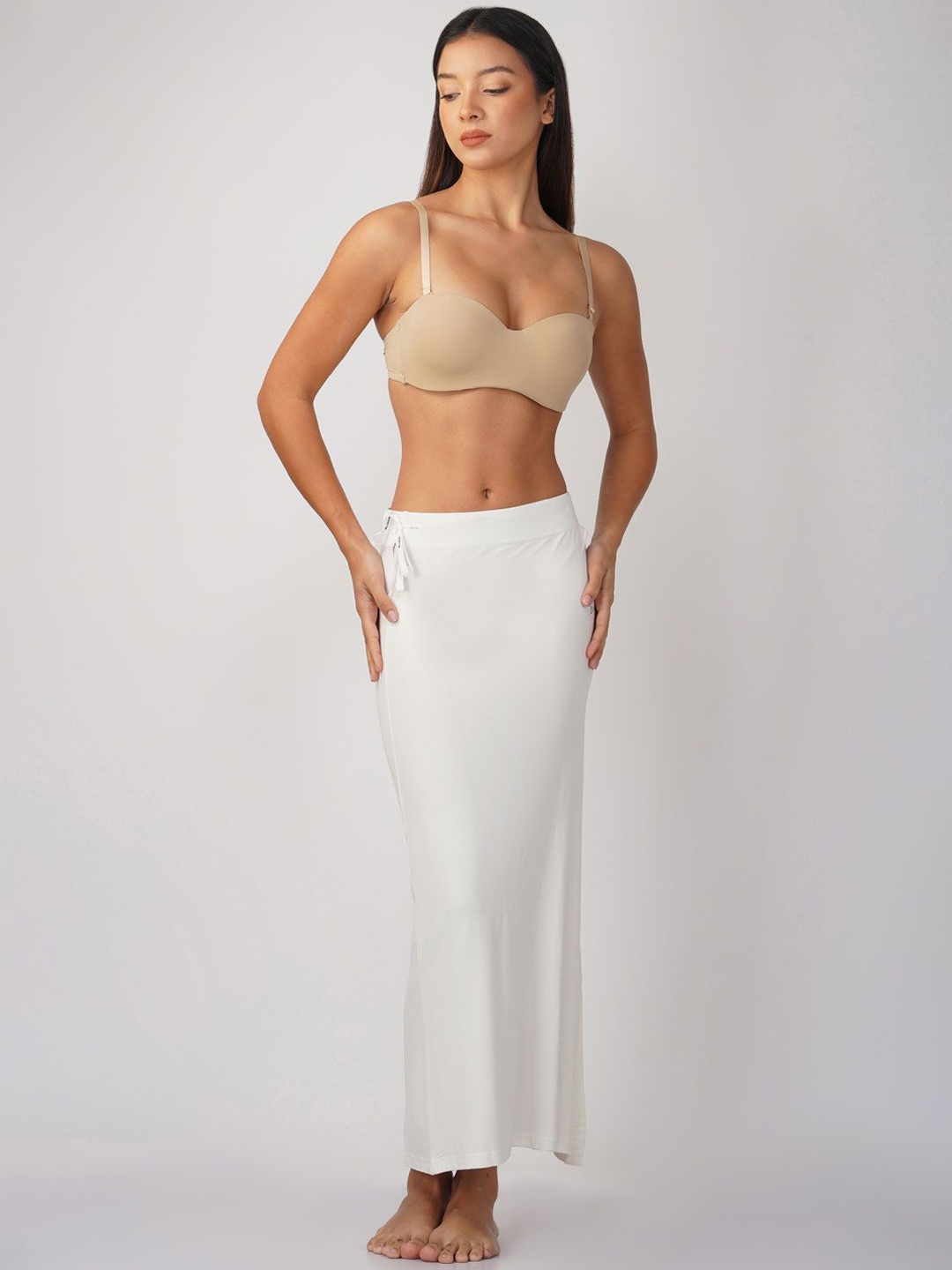 

B BLUBERYL - Comfort Inside Out Stretchable Women Saree Shapewear, White