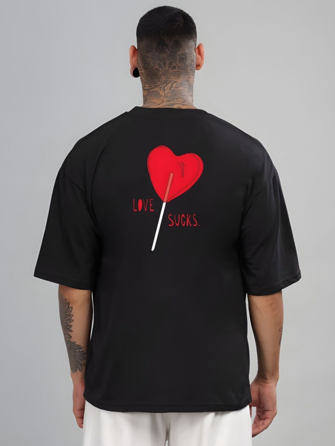

SZN Men Graphic Printed Round Neck Cotton Oversized T-shirt, Black