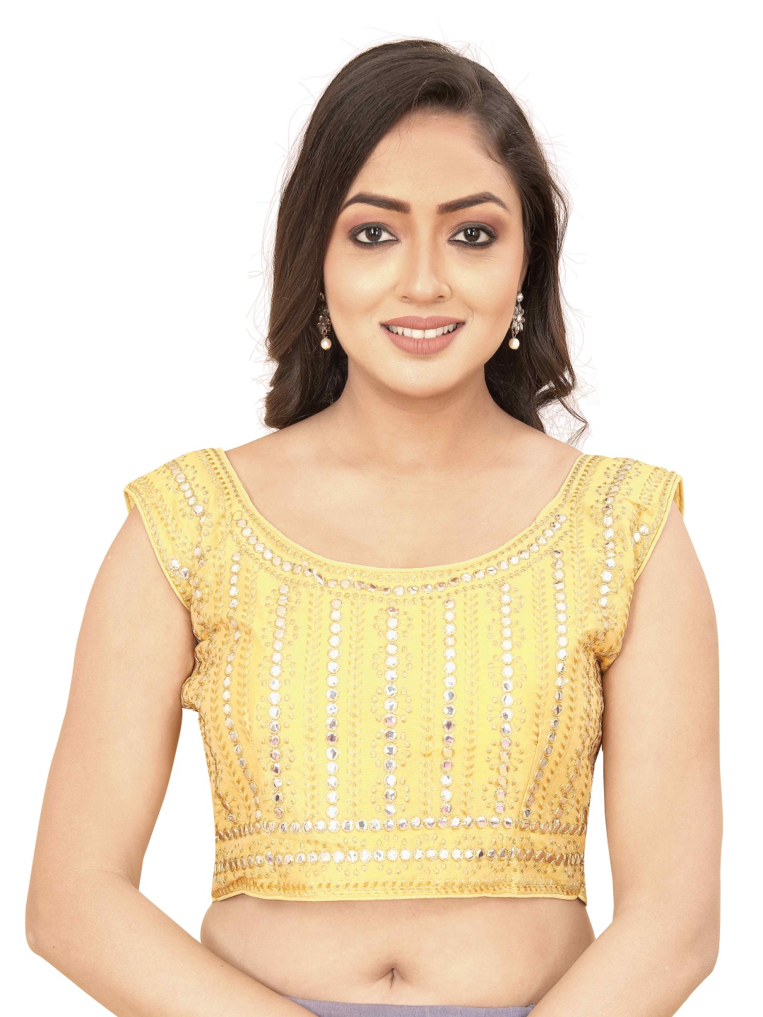 

HERE&NOW Embellished Padded Saree Blouse, Yellow