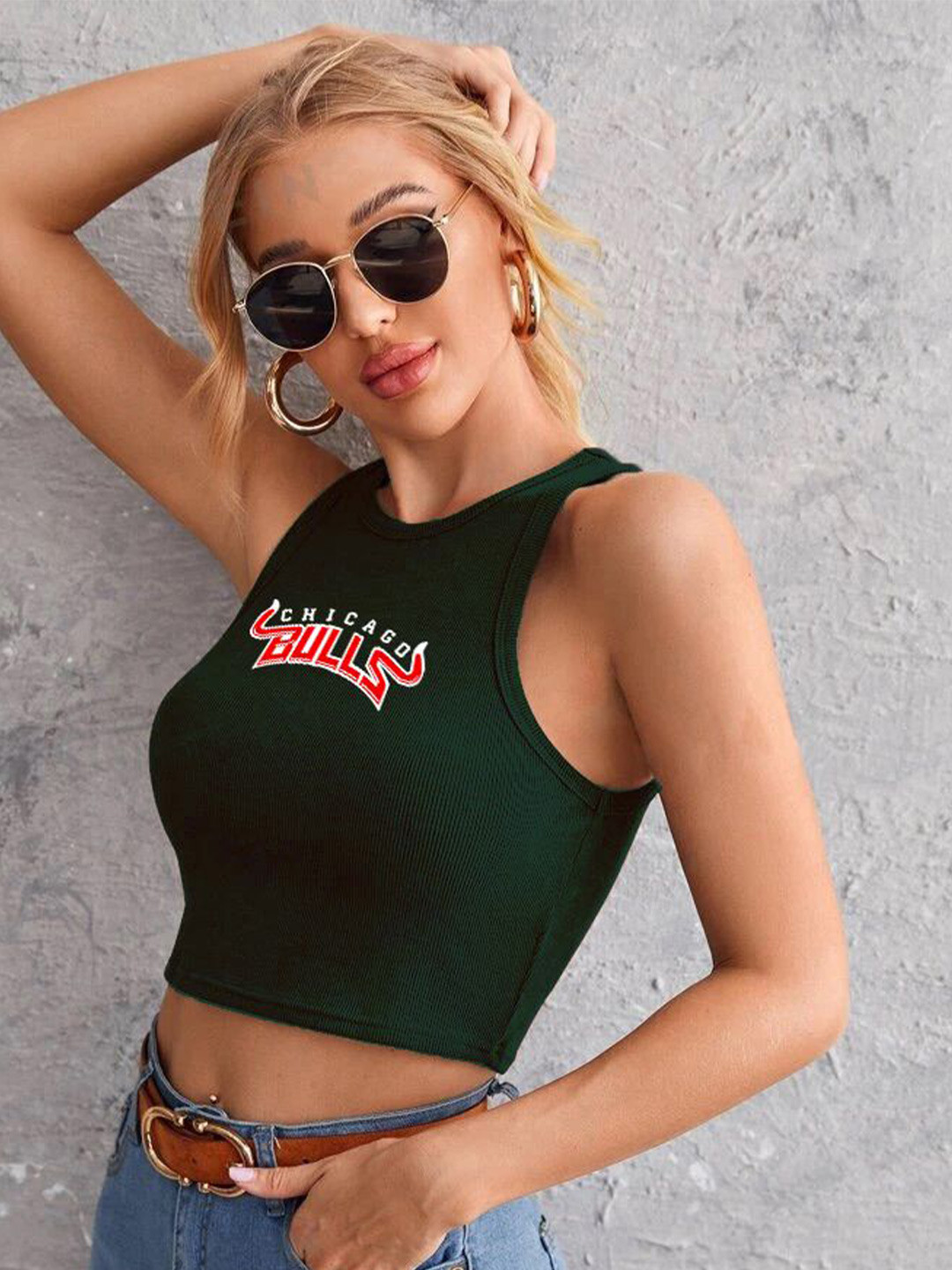 

TABADTOD Print Crop Top, Green