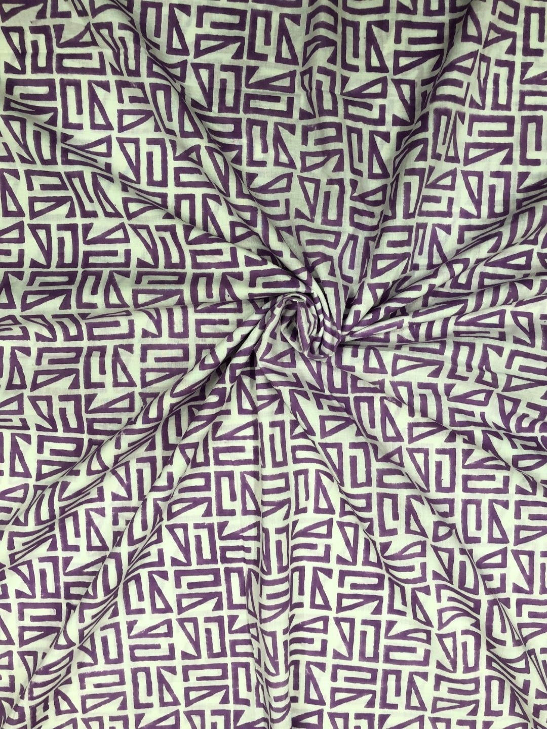 

PALASH Geometric Block Printed Pure Cotton Unstitched Dress Material, White