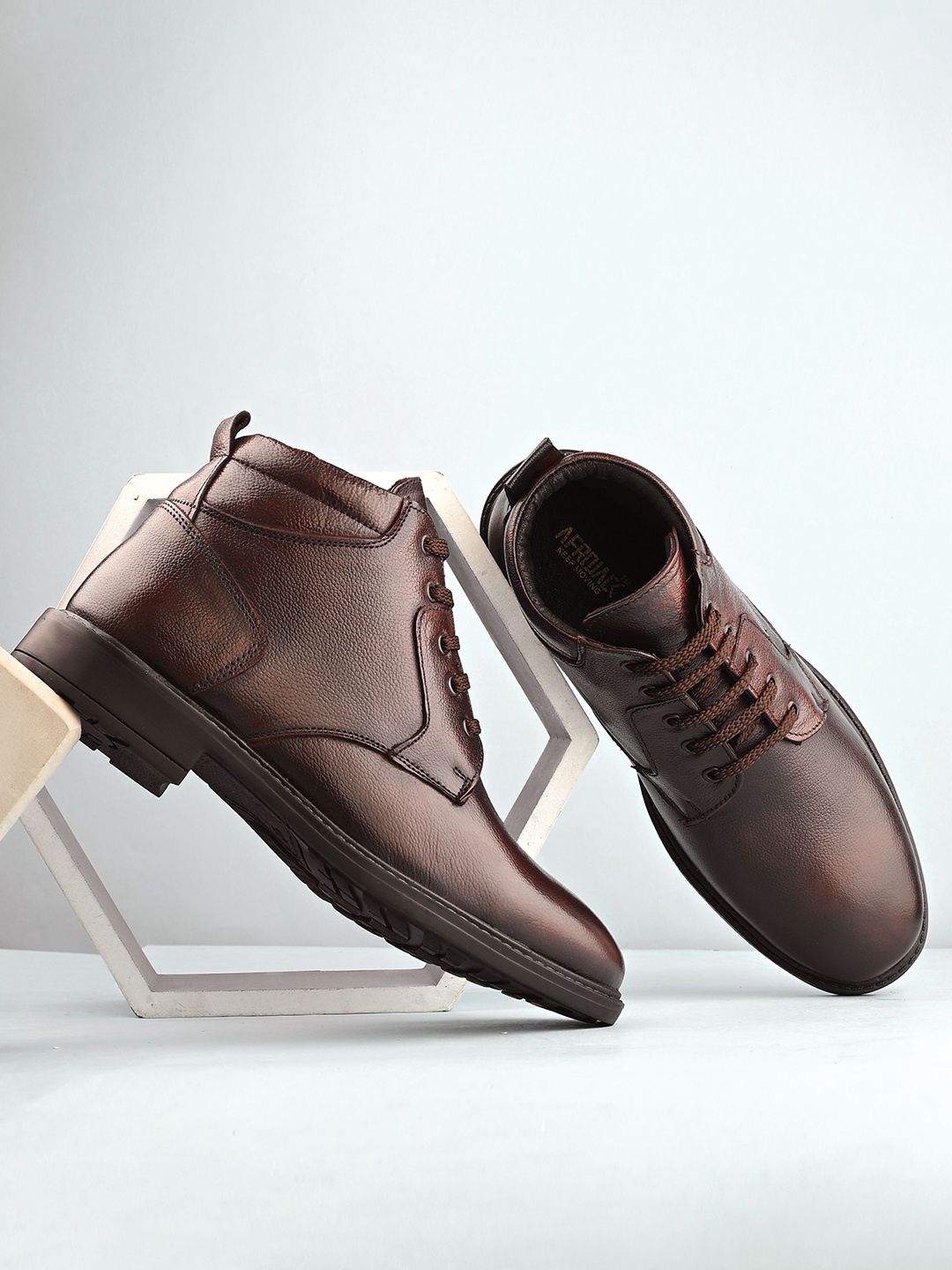 

AfroJack Men Leather Comfort Boots, Brown