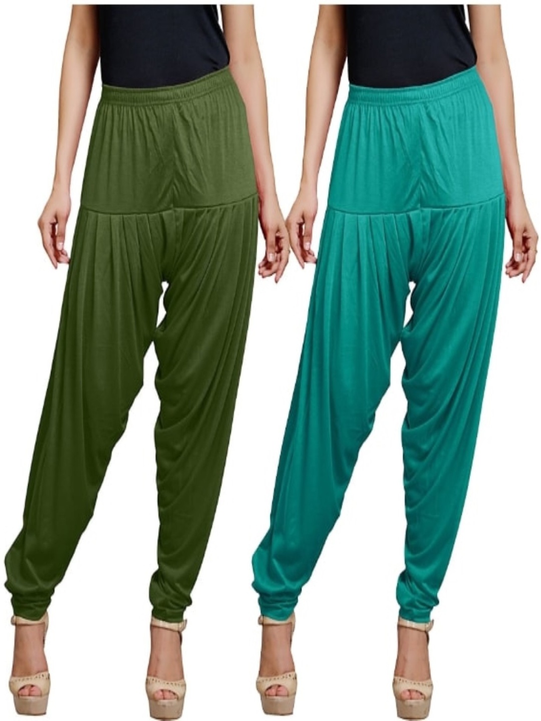 

AFRA GARMENTS Women Pack Of 2 Mid-Rise Patiala, Green