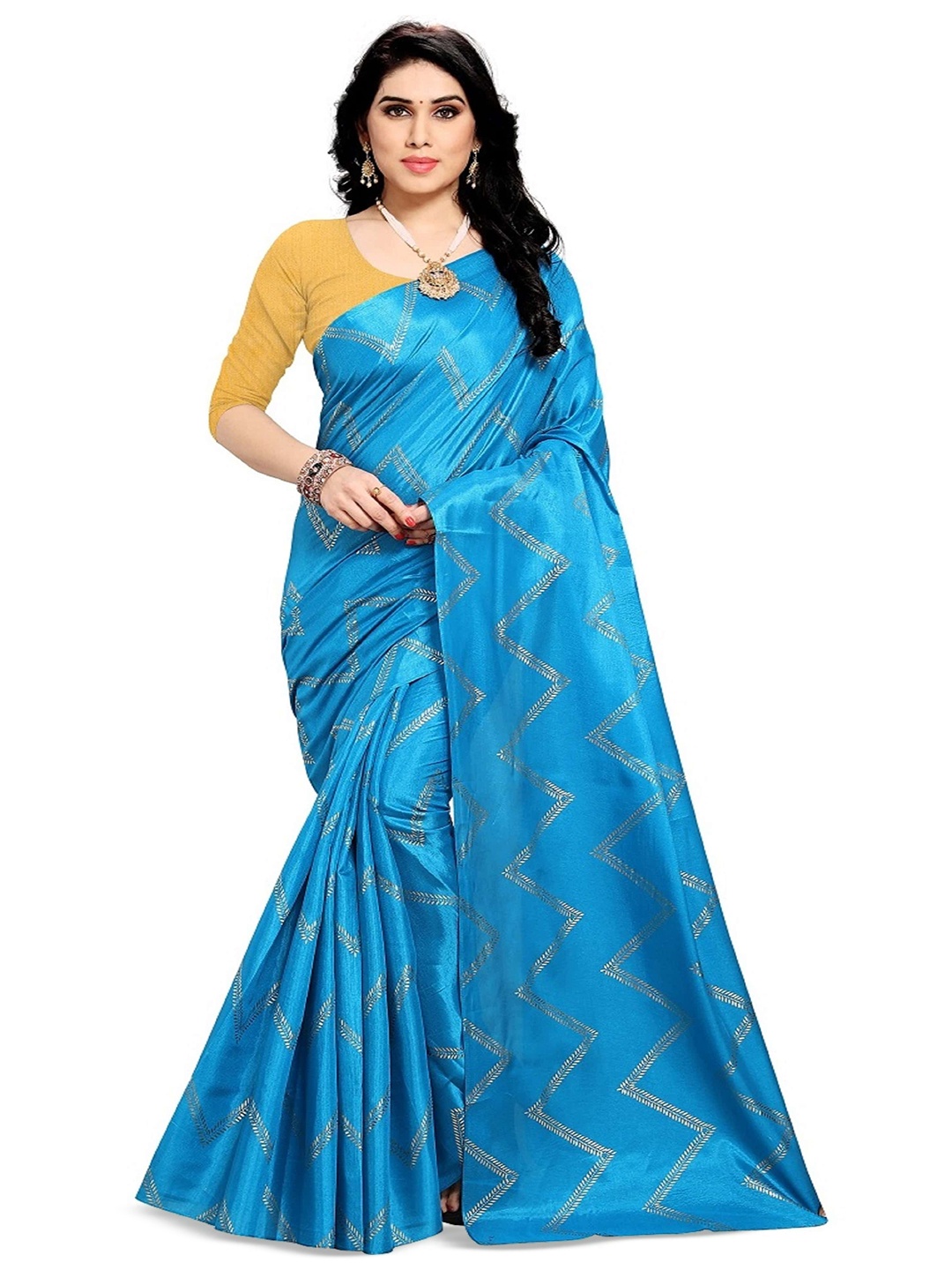 

MOKSHA DESIGNS Foil Printed Saree, Blue