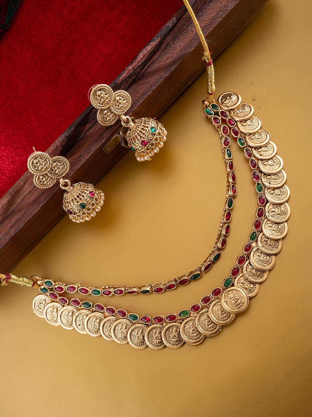 

PANASH Gold-Plated Stones-Studded Jewellery Set