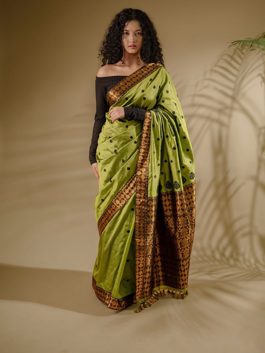 

Mayuri Silk Ethnic Motifs Zari Pure Silk Saree, Green