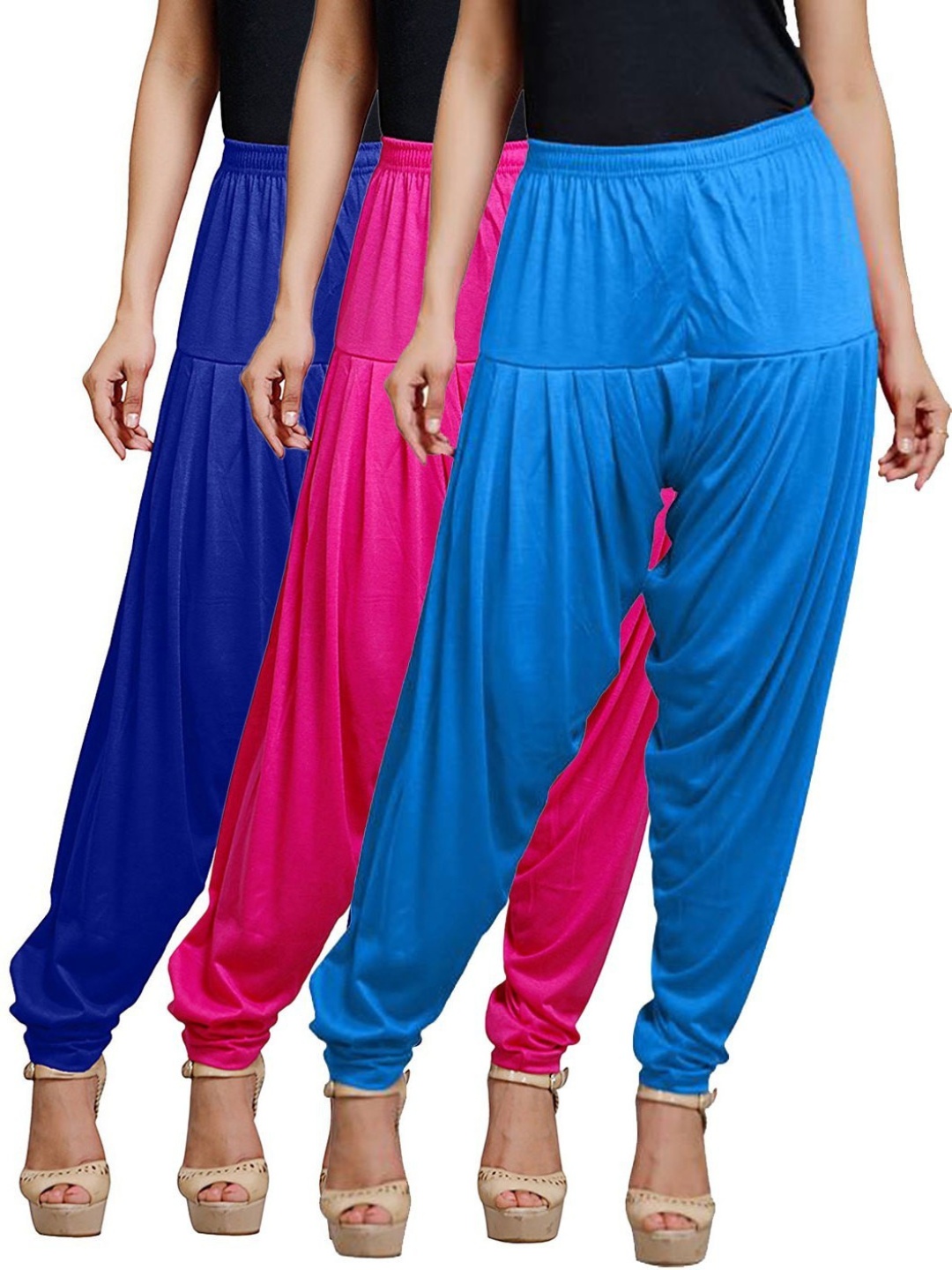 

AFRA GARMENTS Women Pack Of 3 Mid-Rise Loose-Fit Patiala, Blue