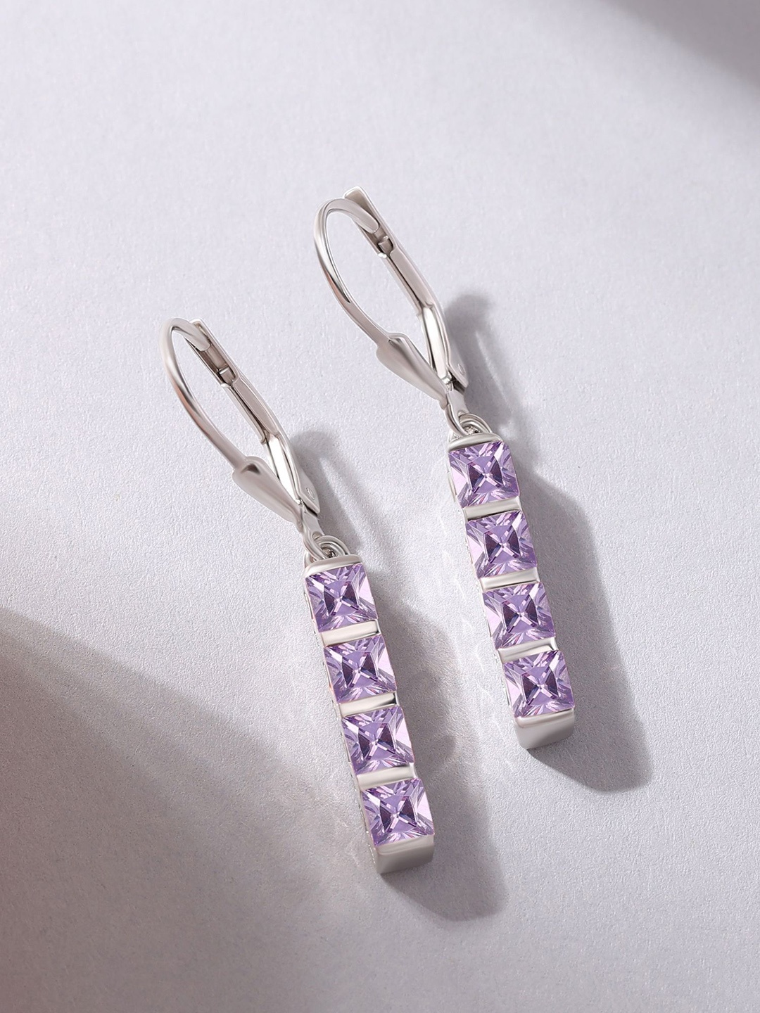 

Ornate Jewels 925 Sterling Silver Rhodium-Plated Amethyst Classic Drop Earrings, Purple