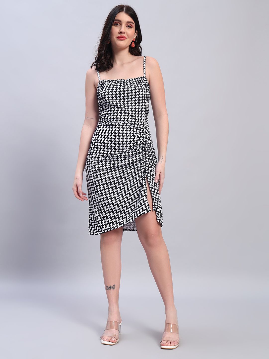

ROSEMELON Checked Bodycon Dress, White