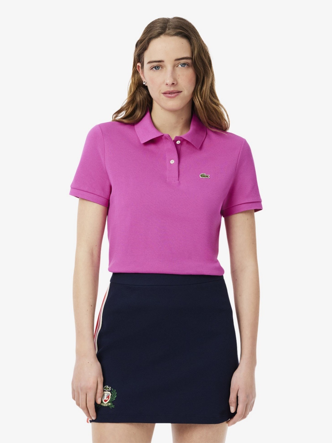 

Lacoste Women Solid Polo Collar Cotton T-shirt, Pink
