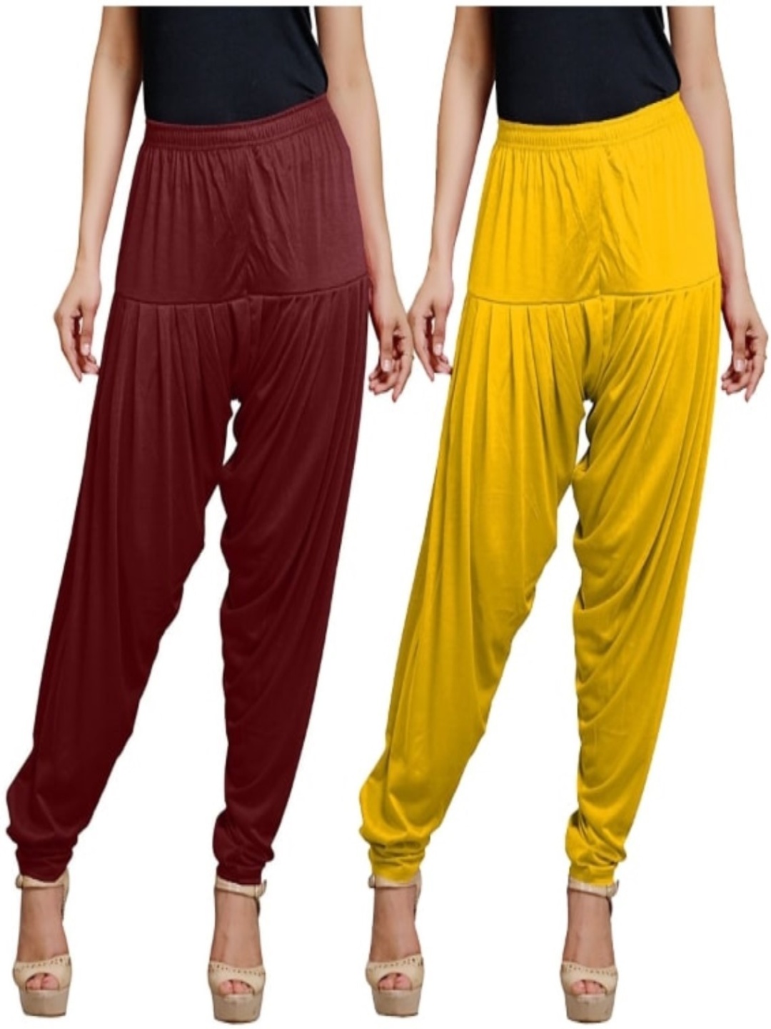 

AFRA GARMENTS Women Pack Of 2 Slip On Mid-Rise Patiala, Maroon