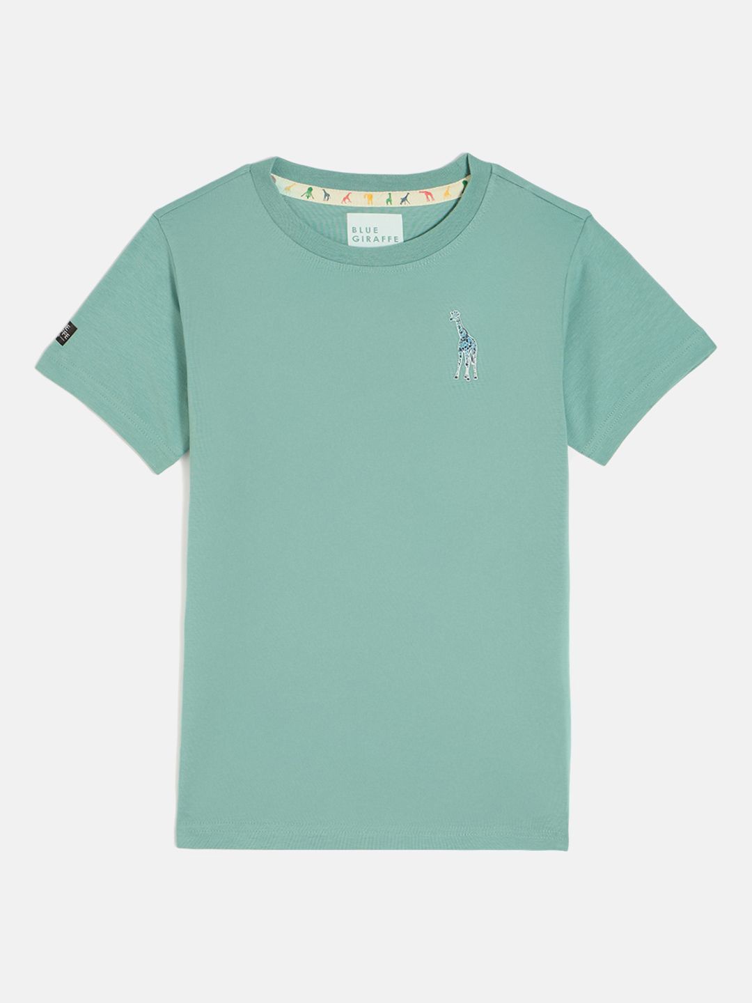 

Blue Giraffe Boys Solid Round Neck Cotton T-shirt, Green