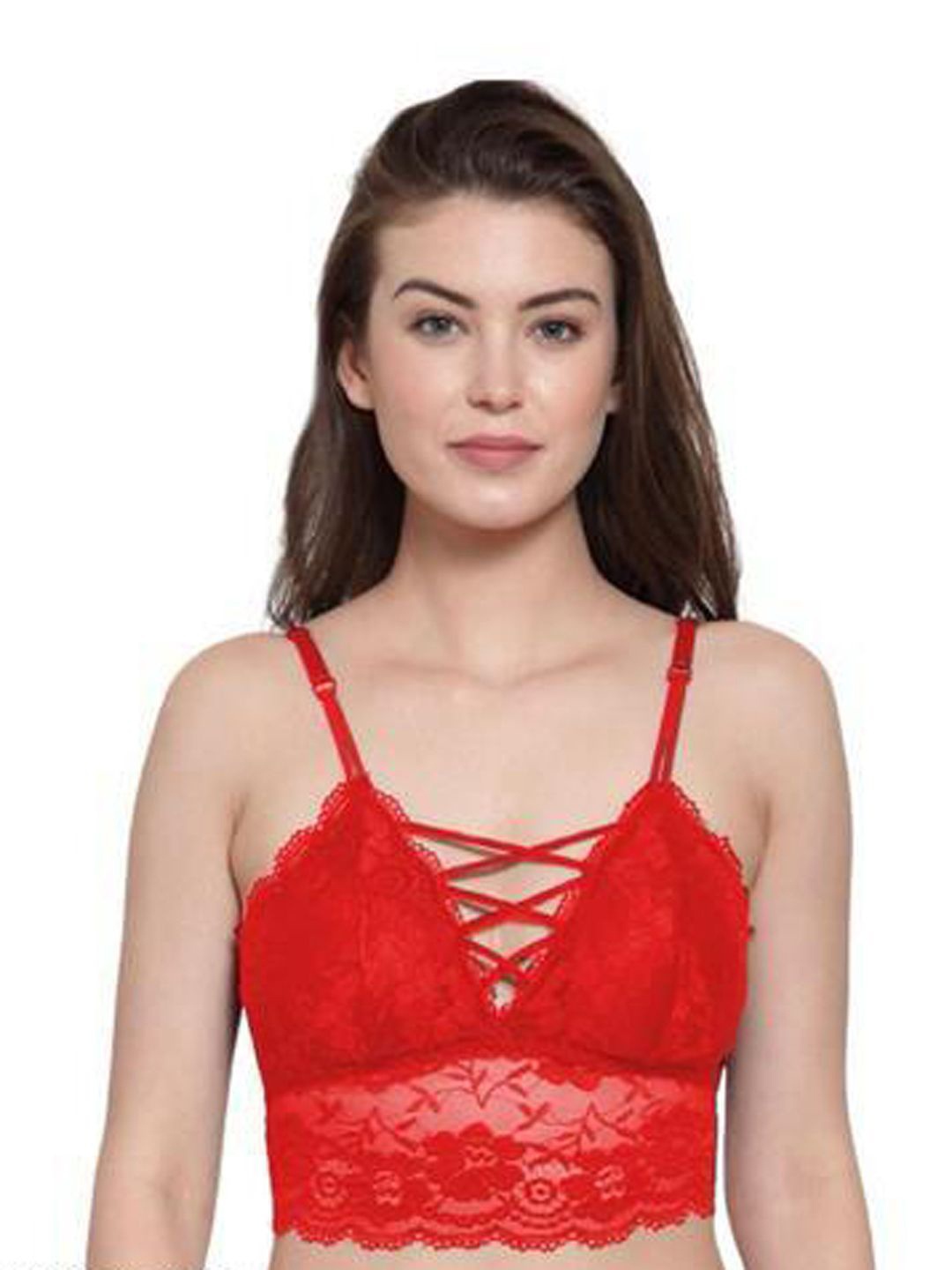 

INDIROCKS Floral Full Coverage Underwired Lightly Padded Everyday Bra, Red