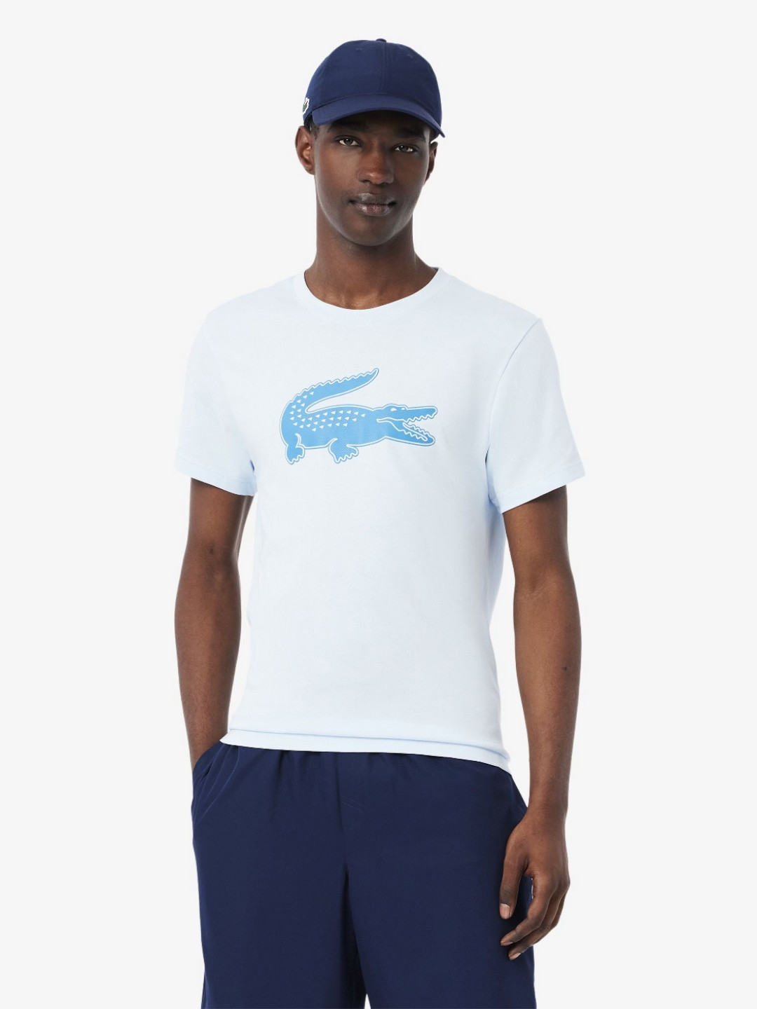 

Lacoste Men Graphic Printed Round Neck Cotton T-shirt, Blue
