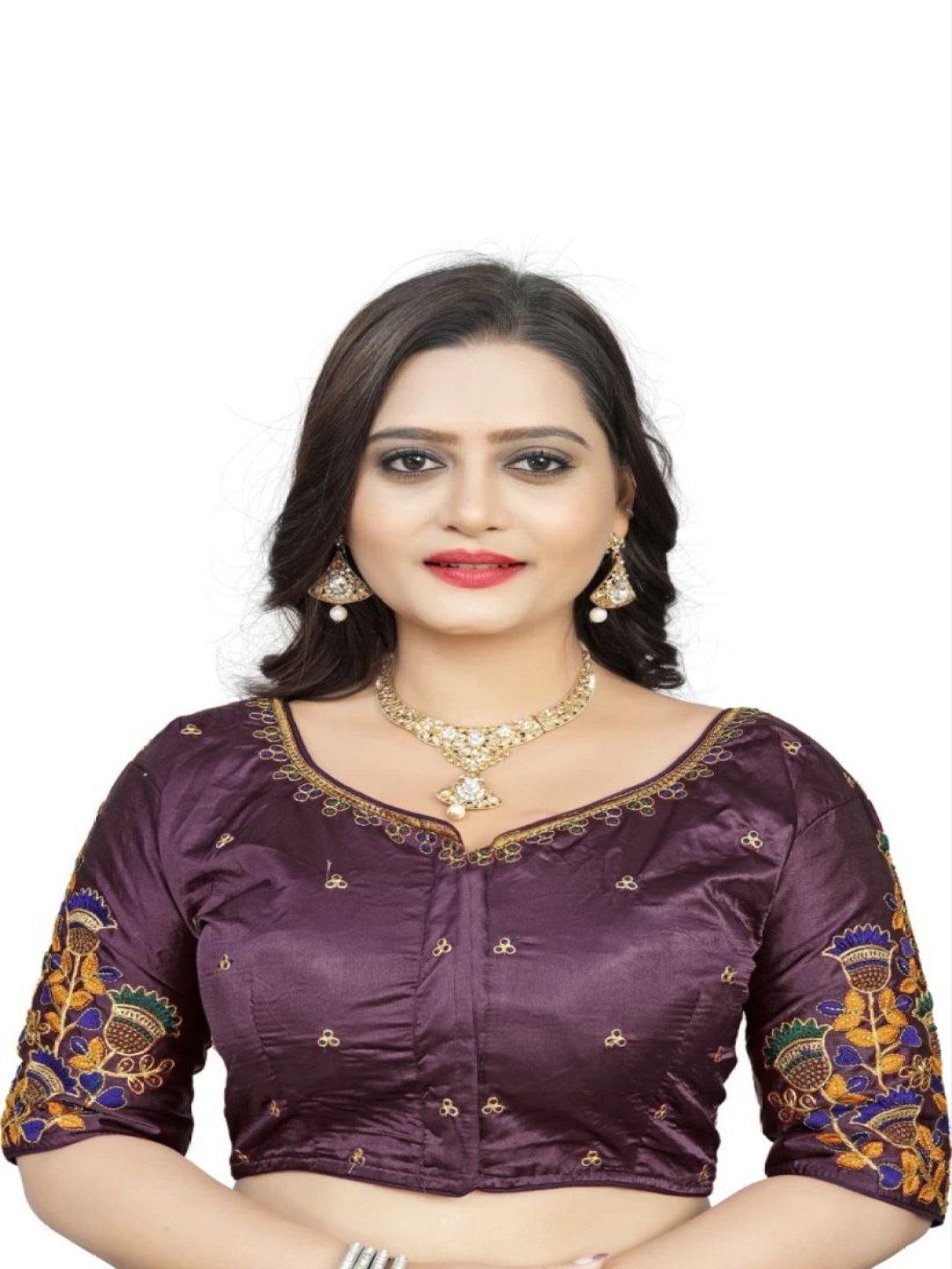 

HERE&NOW Women Embroidered Saree Blouse, Purple