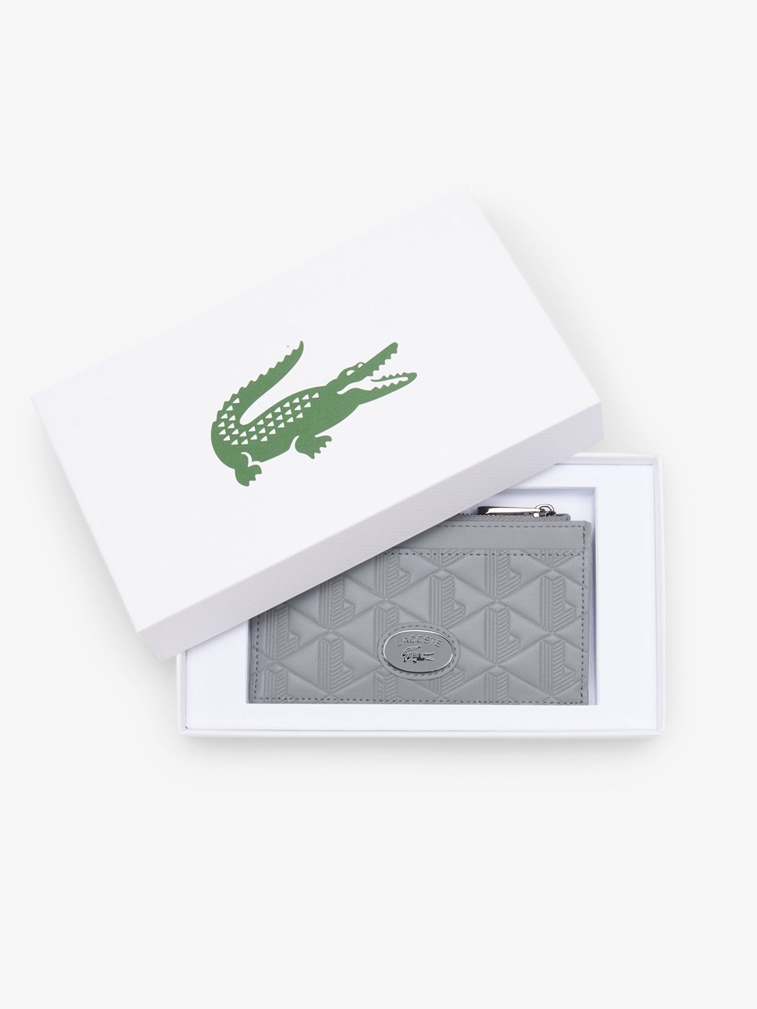 

Lacoste Men Textured Leather Card Holder, Grey