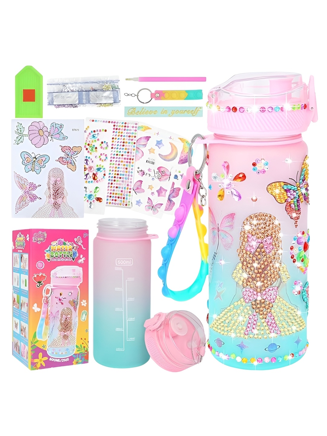 

Tinker Squad Pink & Green Princess DIY Plastic Water Bottle 500ml