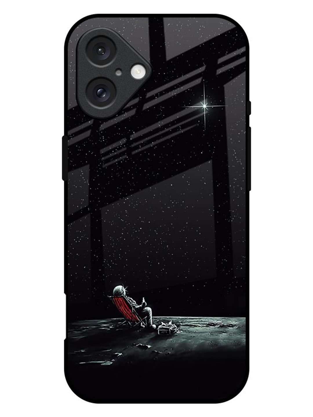 

QRIOH Relaxation Mode On Printed iPhone 16 Plus Back Case, Black