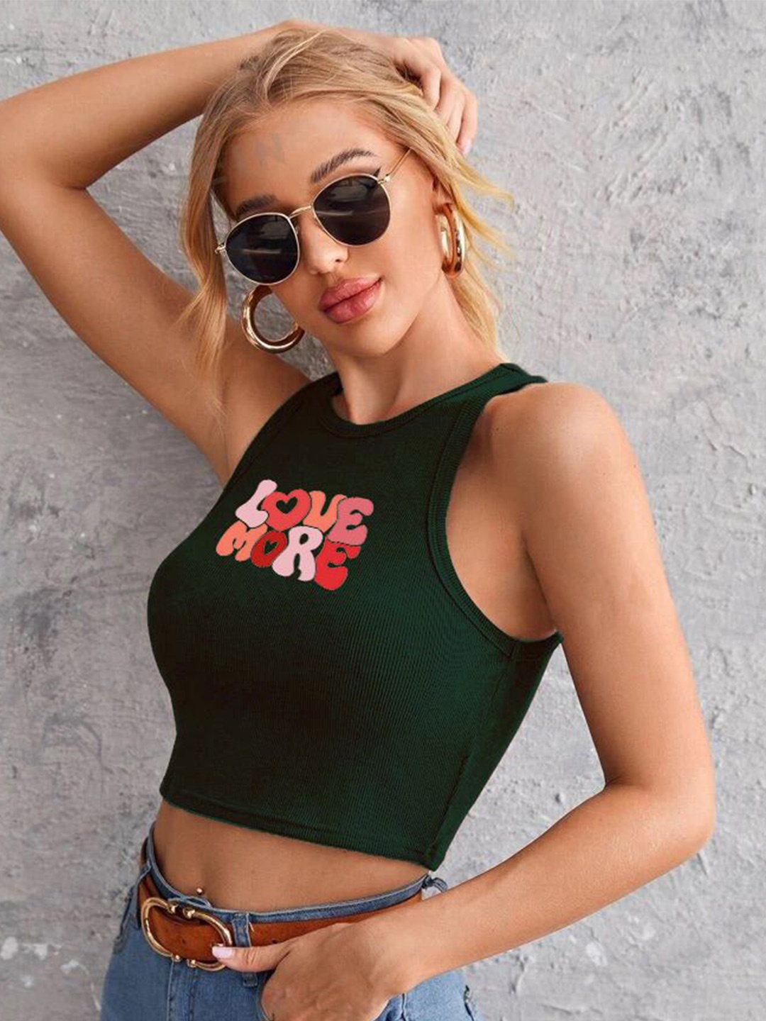 

TABADTOD Print Crop Top, Green