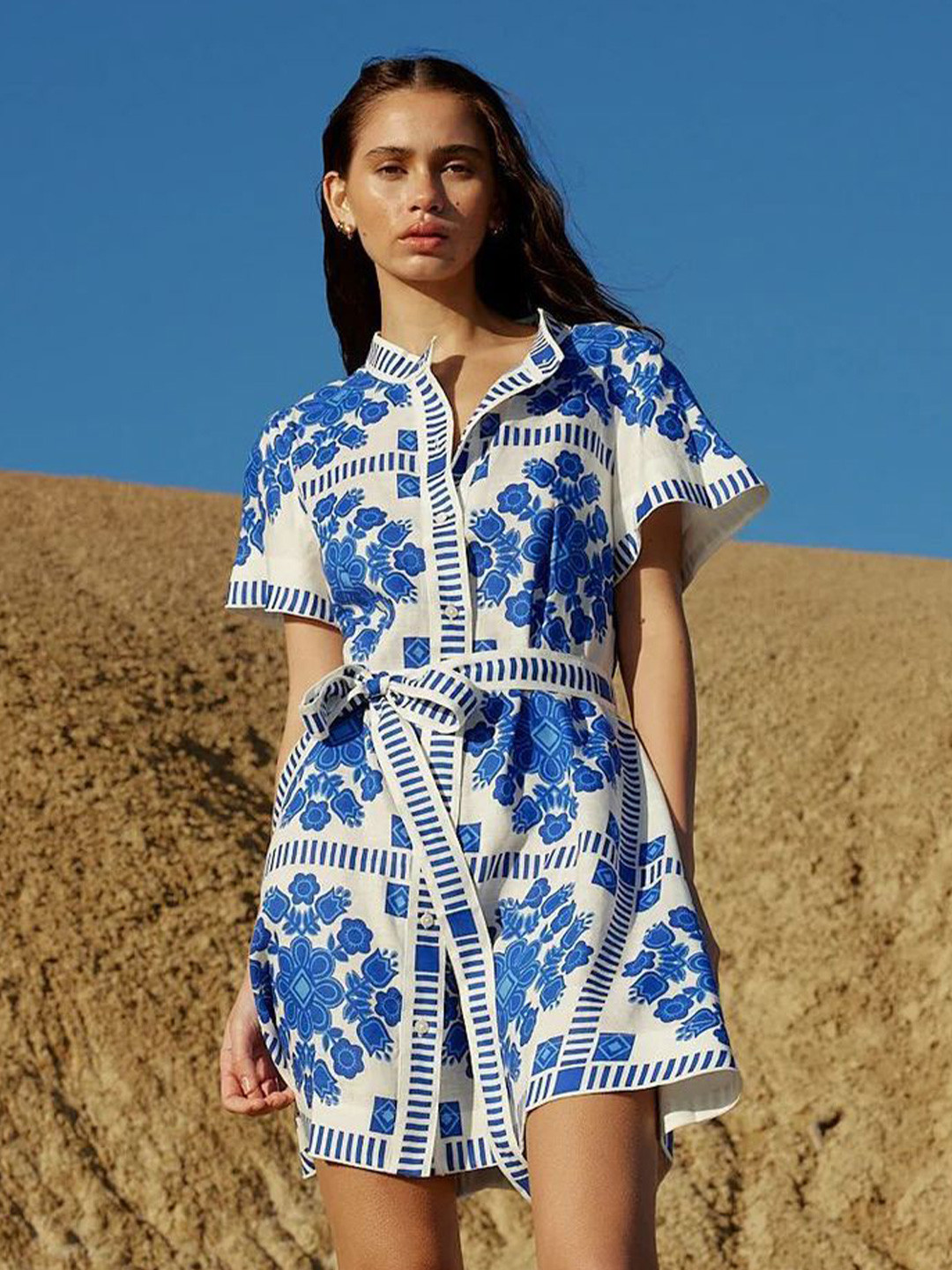 

MIAKEE Women Floral A-Line Dress, Blue