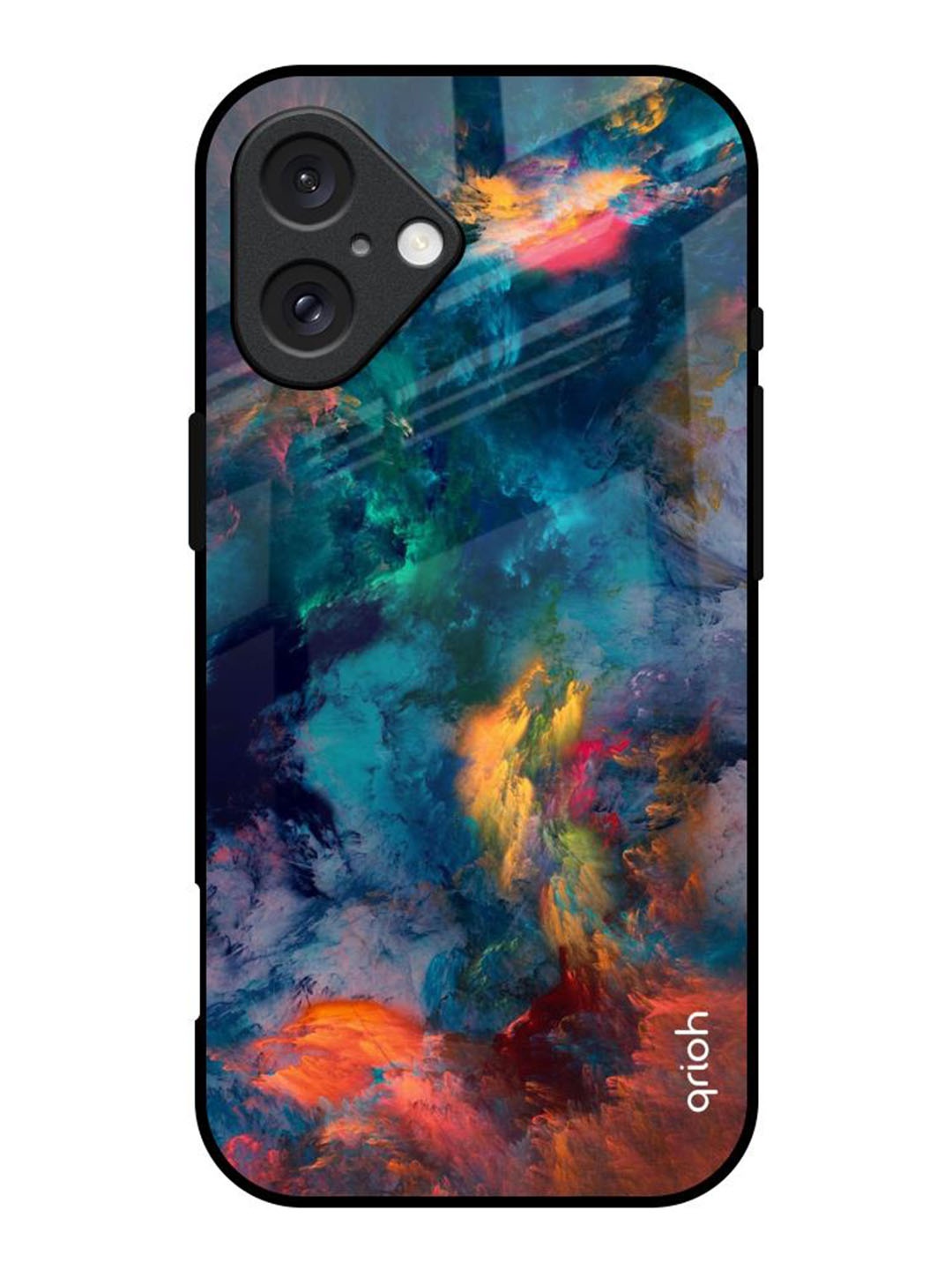 

QRIOH Cloudburst Printed iPhone 16 Back Case, Blue